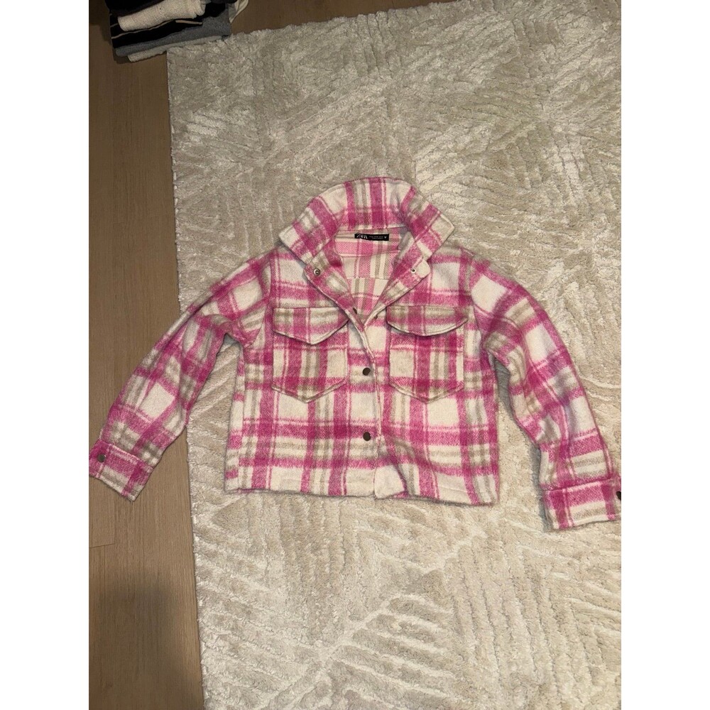 NWOT Zara Pink and White Plaid Shacket